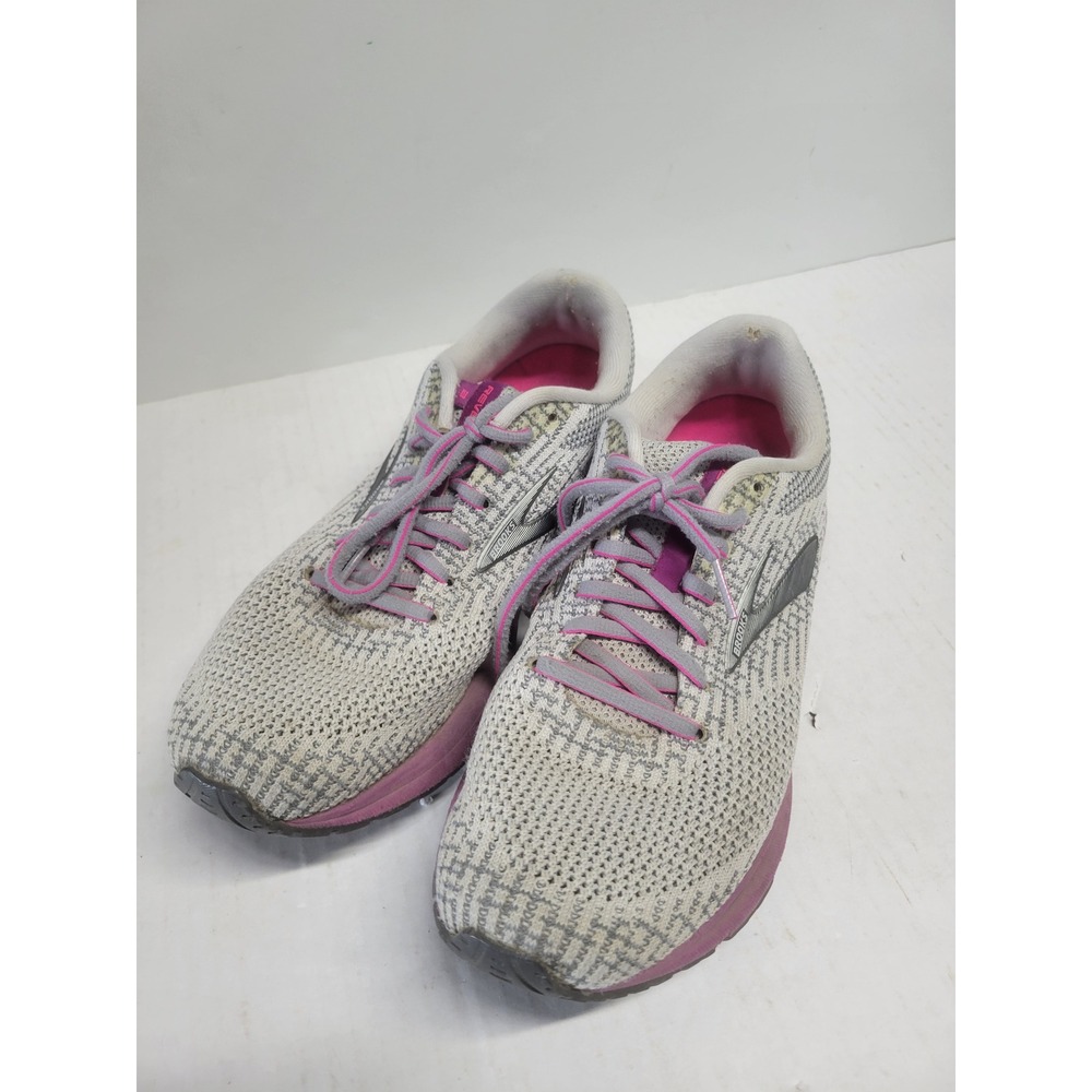 Brooks Revel 2 Womens Running Shoes Grey Pink Knit Mesh Sneakers 1202811B058